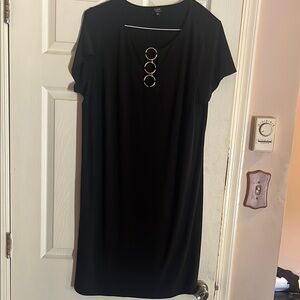 Elegant Black Dress with Gold Accents